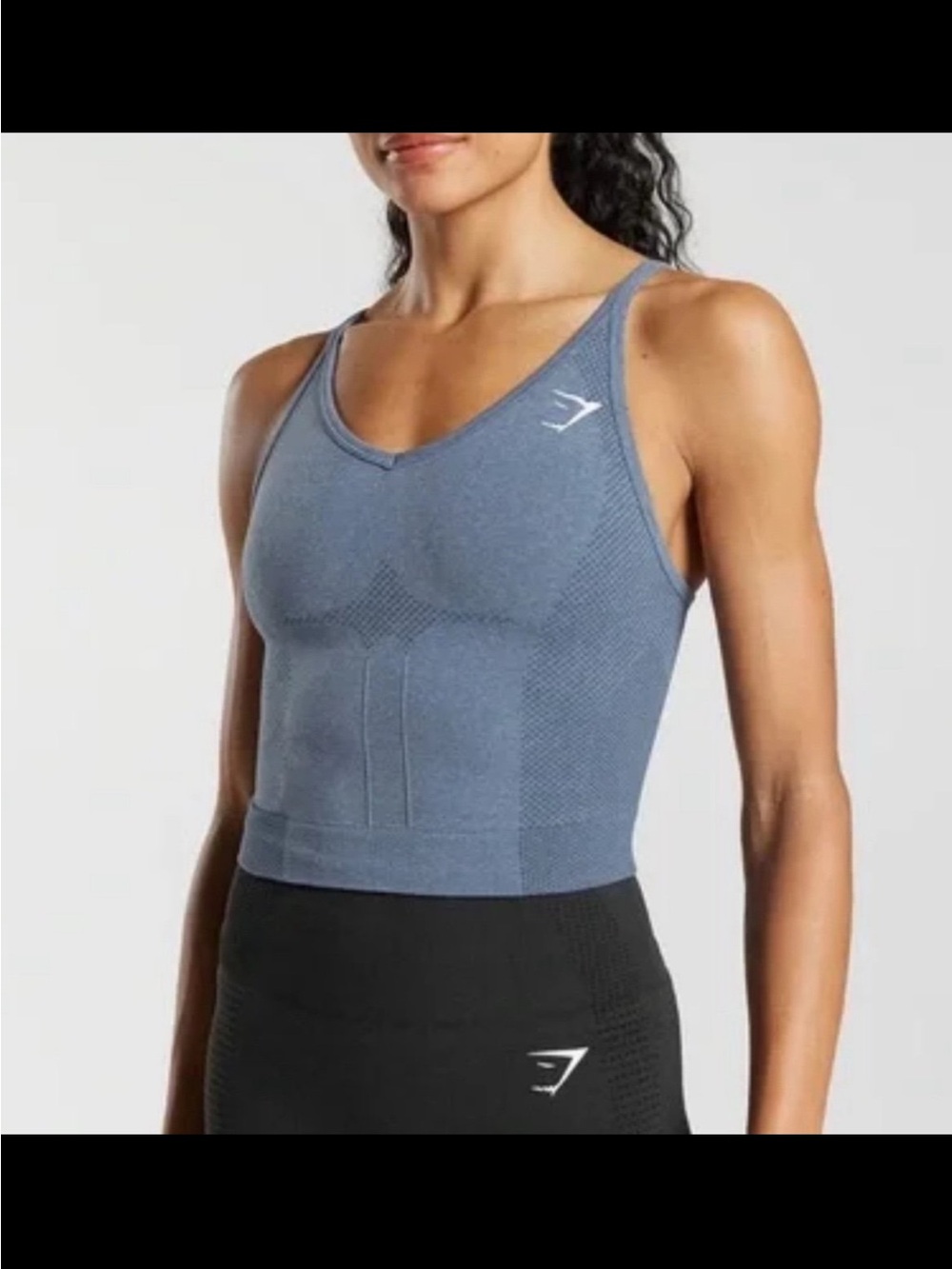 Gymshark vital midi Seamless V-Neck Crop Tank - blue marl